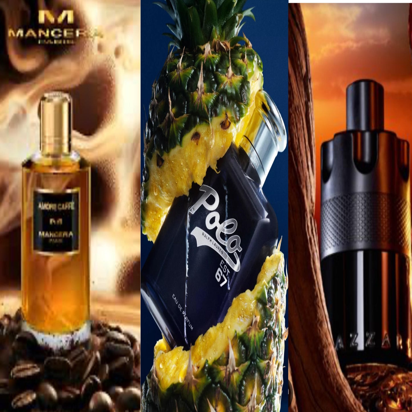 30 ml of AZZARO TMW edp intense,Mancera Amore cafe and polo 67 edp all, going out summer and winter for only $115